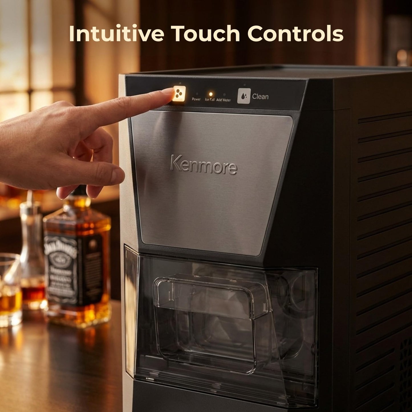 Kenmore Countertop Clear Sphere Ice Ball Maker - 2-Inch Slow-Melting Ice Spheres for Whisky & Cocktails, Makes Up to 48 Clear Ball Per Day, Touch Controls, Black