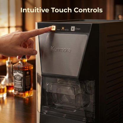 Kenmore Countertop Clear Sphere Ice Ball Maker - 2-Inch Slow-Melting Ice Spheres for Whisky & Cocktails, Makes Up to 48 Clear Ball Per Day, Touch Controls, Black