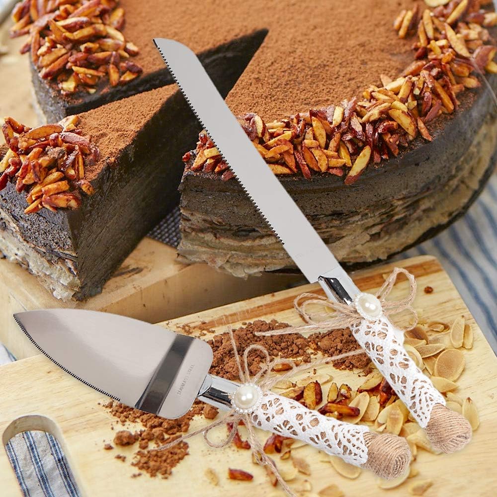 Rustic Wedding Cake Serving Set, Knife and Server Set for Anniversaries, Birthdays, Christmas Parties