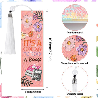 8 Pieces Christian Bible Verse Diamond Art Bookmarks 5d Christian Beaded Bookmark Acrylic Tassel Bookmark for DIY Making Beginners Kids Adults Arts Craft Supplies (Book Lovers)