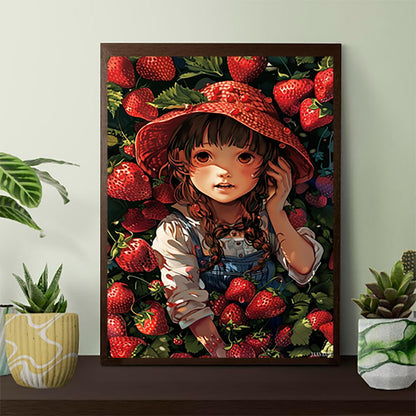 JXAVAXDE Adults Only Diamond Painting Set Strawberry Fields, Decoration for Diamond Painting Lovers, Fresh Strawberries Ideal Gift 5D Diamond Art 12x16 Inches