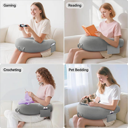 Heyife Crochet & Reading Pillow for Lap Support, Gaming Lap Desk Pillow, Sitting on The Bed/Sofa/Floor for Knitting