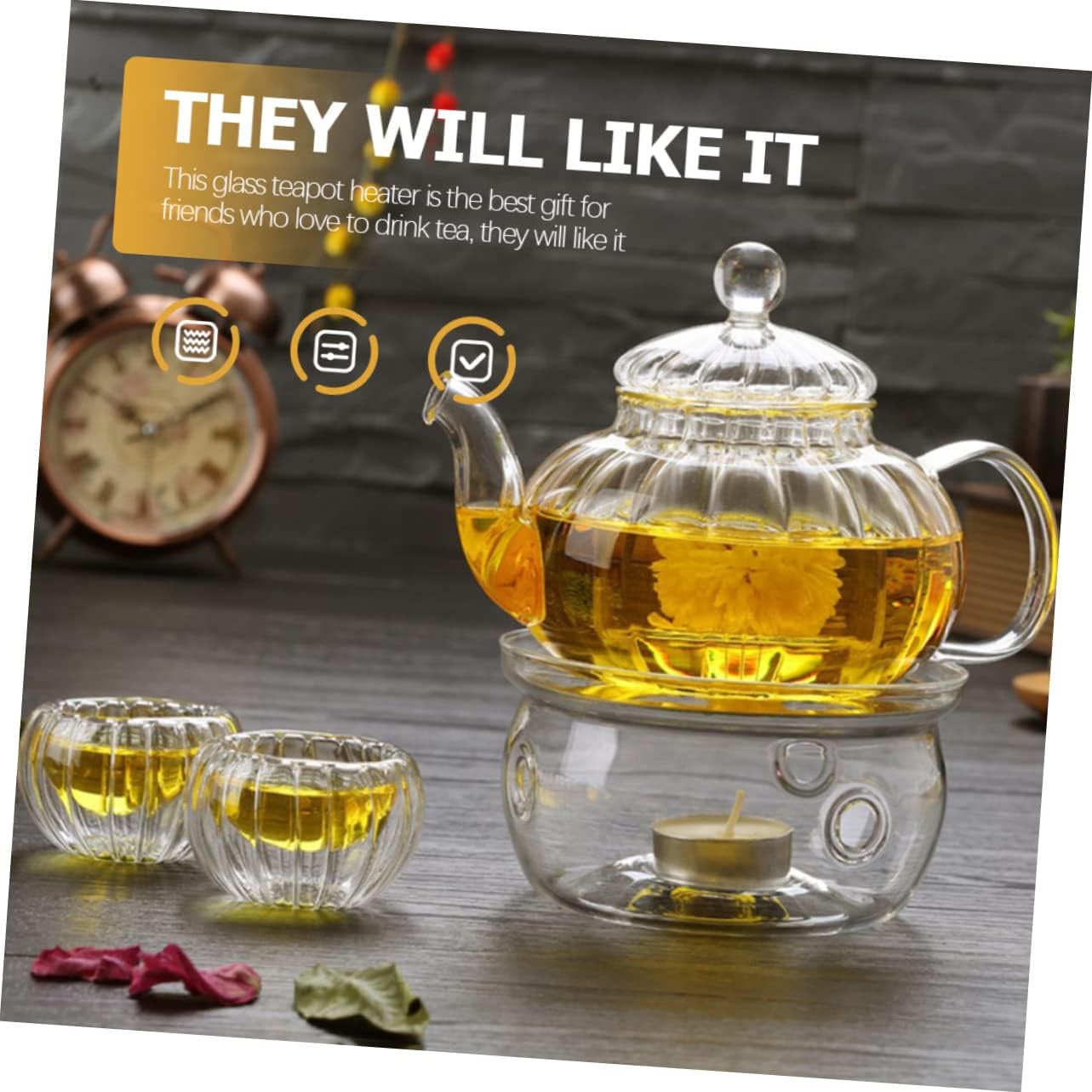 Alipis Tea Warmer Teapot Candle Holder, High Borosilicate Glass Stand Dish Heater, Japanese-Style Tea Light Candle