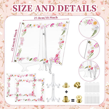 Novabright 2 Set 2026 5.5x8.5 Floral Acrylic Graduation Certificate Frame Pressed Wildflower Wall Mount Floating Picture Frame A4 Photo for Graduation Diploma Degree Document Memory Picture Gift