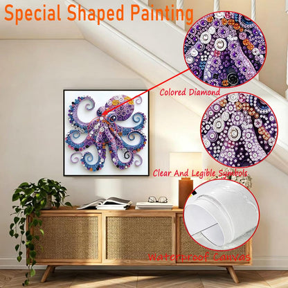 SHICERNHJ 5D Diamond Painting Kits for Beginners,Animal Special Shape Diamond Art Kits for Purple Octopus DIY Crystal Rhinestones Paint By Diamonds and Crafts for Adults Home Wall Decor 12 X 12inch