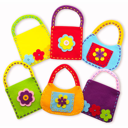 Serabeena Sewing Kit for Kids - Sew Your Own Felt Bags with Handles | Beginner Craft Kit Ages 6-8 | 6 Screen-Free No-Mess DIY Sewing Projects & Accessories