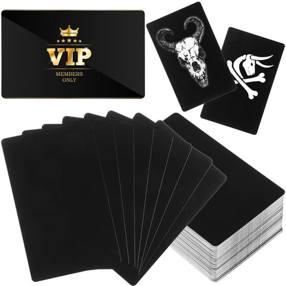 PercyEffie 100PCS 0.42mm Metal Business Cards Blank Thicken Aluminum Name Laser Engraving Cards Blanks Sublimation for House Office Customer DIY Gift Plate Invitations 3.4 x 2.1 Inch Black