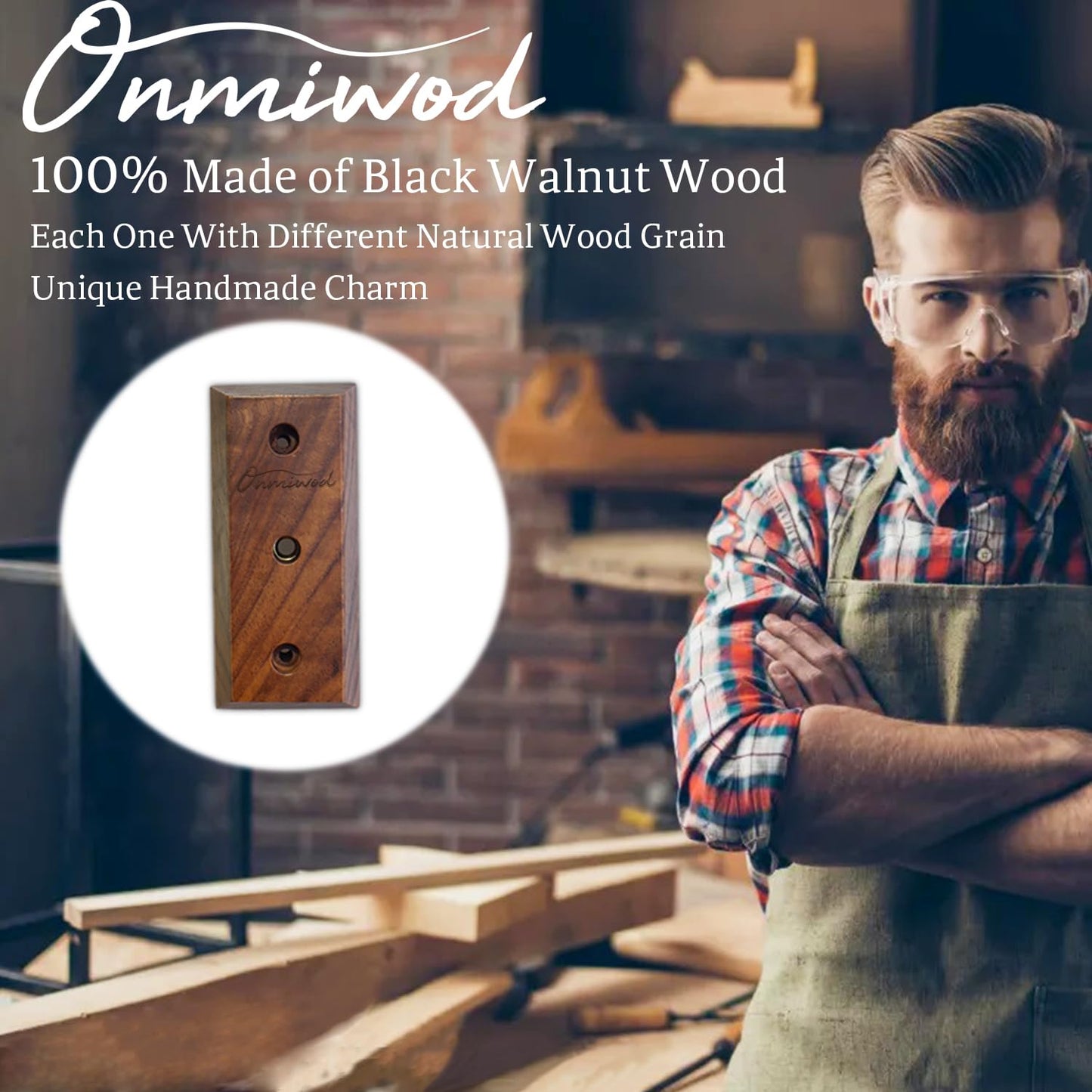 Onmiwod Guitar Wall Mount, Black Walnut Wood Guitar Hanger, U-Shaped Guitar Wall Hanger Mount, Guitar Holder Hook Stand Wall for Acoustic, Electric Guitar, Banjo, Bass, for Guitar Player Men Boy