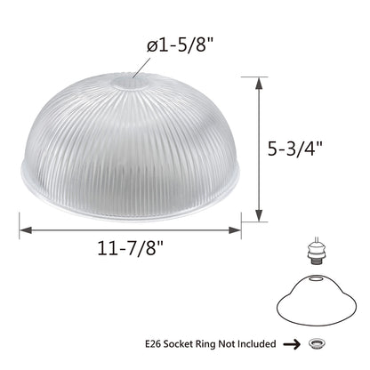 Aspen Creative 25308-60-1, Clear Glass Shade for Medium Base Socket Torchiere Lamp, Swag Lamp, Pendant, Island Fixture, 11-7/8" Diameter x 5-3/4" Height