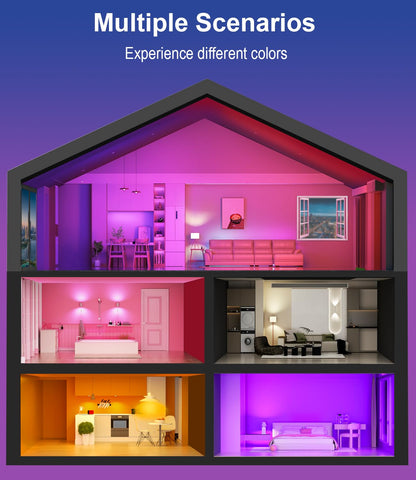 luckystyle Smart Light Bulbs, 9W A19 E26 800LM WiFi Bluetooth LED Bulbs Compatible with Alexa, Google Assistant & Home, 16 Million Colors Music Sync Color Changing Dimmable RGBWW Lights Bulb (4)