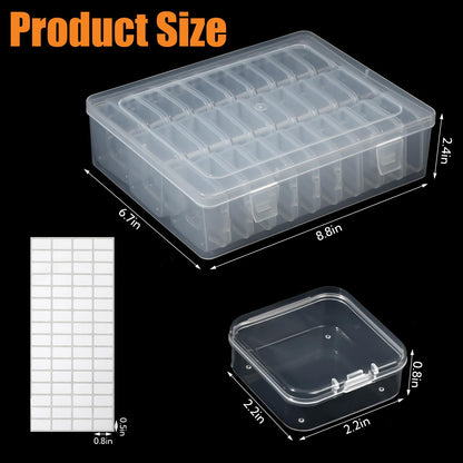 124 Pack Bead Organizer Box (4 Large Boxes and 120 Small Boxes), Jewelry Organizers and Storage with 256 Stickers, Suitable for Home and Office Storage of Handicrafts