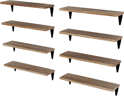 17"x 4.5" Set 8 Wallniture Arras Floating Shelves for Wall, Rustic Bookshelf for Living Room Decor, Home Office