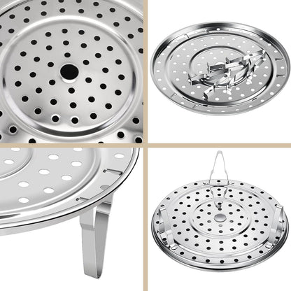 Steamer Rack for Cooking, 18/8 Stainless Steel Steaming Rack, 8.5 Inch Steam Tray with Removable Legs