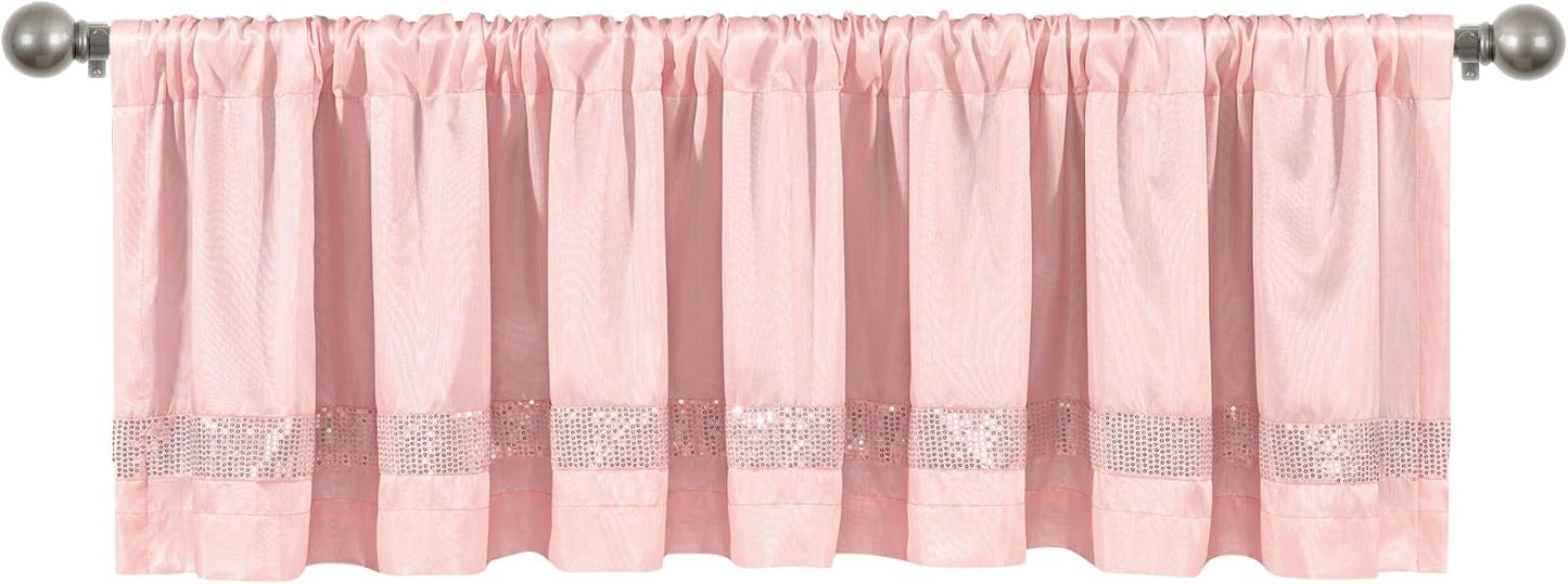 Lush Decor Night Sky Sequins Valance, Single, 84" W x 18" L, Blush & Silver - Extra Wide Kitchen Curtain