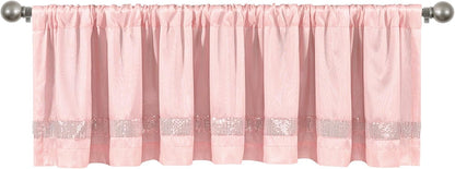 Lush Decor Night Sky Sequins Valance, Single, 84" W x 18" L, Blush & Silver - Extra Wide Kitchen Curtain