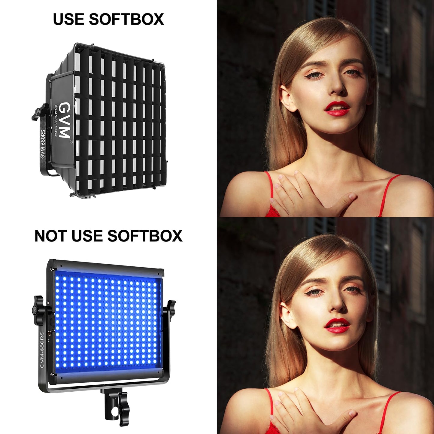 GVM RGB Photography Lighting Kits with 2 Softboxes, 680RS 50W Studio Lights with Bluetooth Control, 2 Packs Video Light with 18 Lighting Scenes, led Panel Lights for Video Recording, 8500lux/0.5m