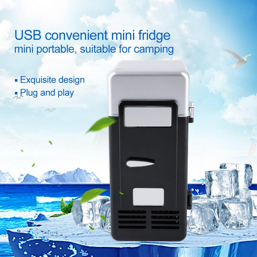 TOPINCN Mini USB Refrigerator Cooler and Heater for Beverage Drink Cans, Office Desktop, Hotel, Home, Car (Black)