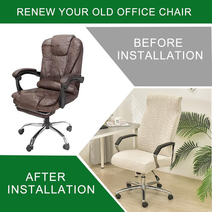 CRFATOP Office Chair Covers, Stretchable Desk Chair Cover with Zipper, Universal Rotating Computer Chair Slipcovers