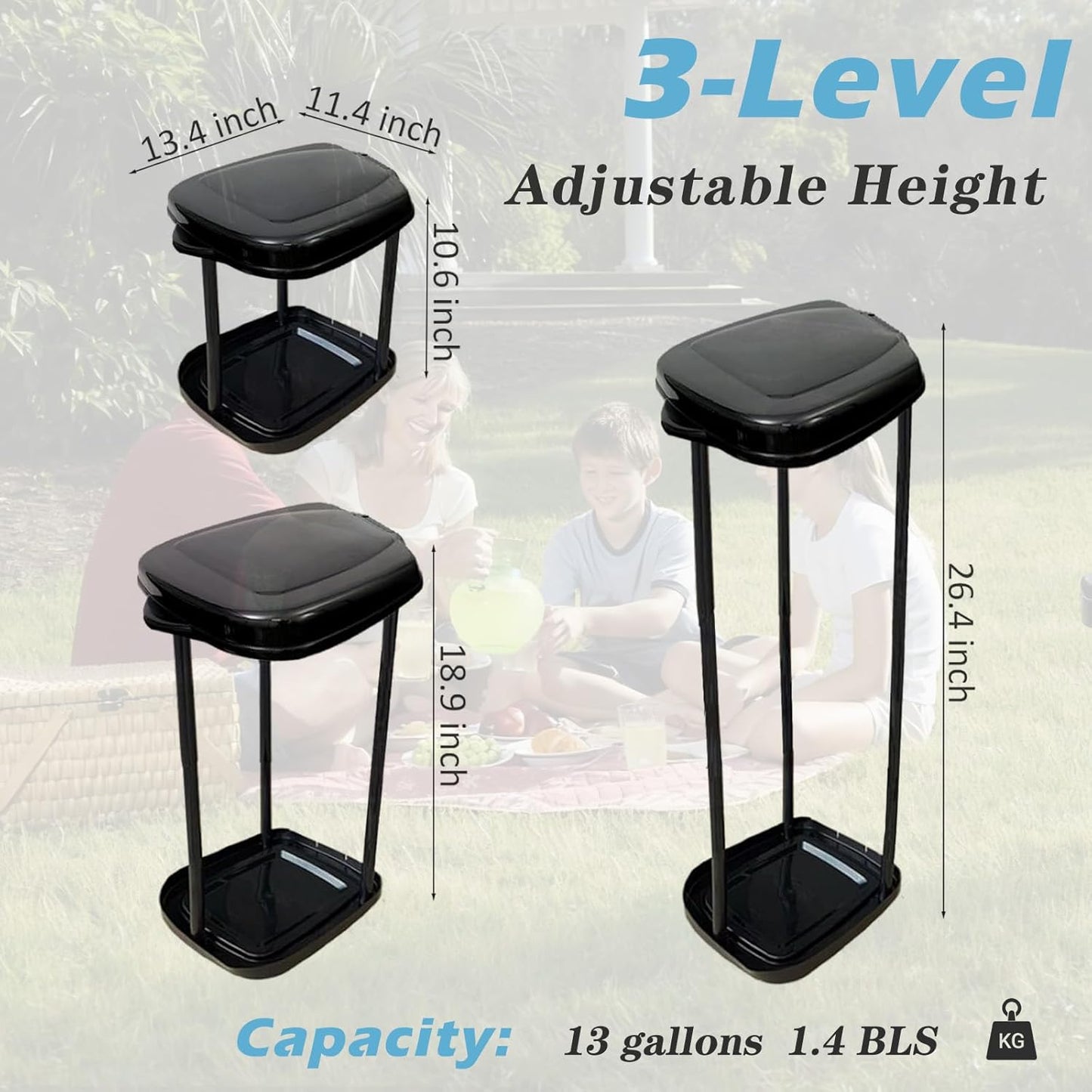 UUFCTY Collapsible Trash Bag Holder Portable Garbage Bin Holder Stand for Kitchen Outside High Capacity Plastic Outdoor