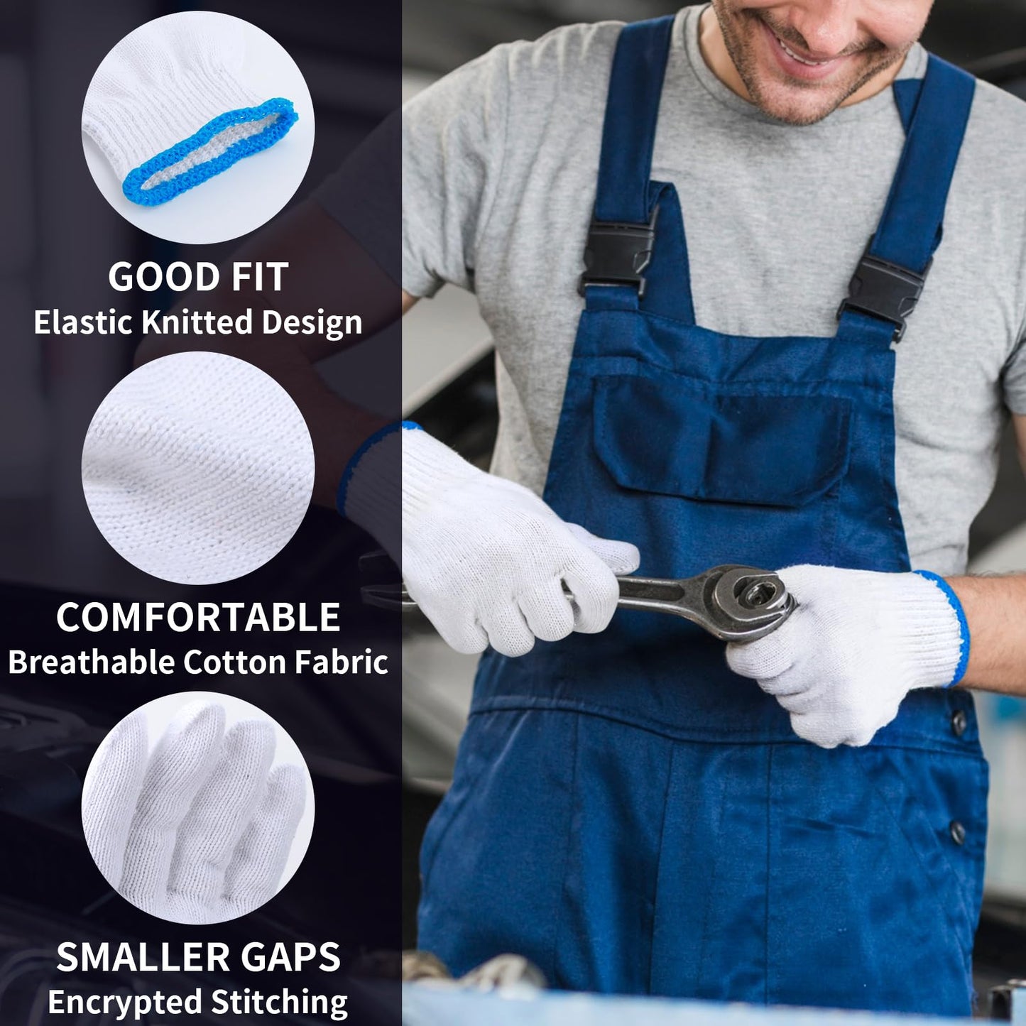 ENPOINT White Gloves Men Women, 12 Pairs Cooking Gloves for BBQ, Cooking, Grilling, Oven, Heat Resistant, Mechanics, Welding, Gardening Field Dressing Safty Work Gloves Bulk, Medium