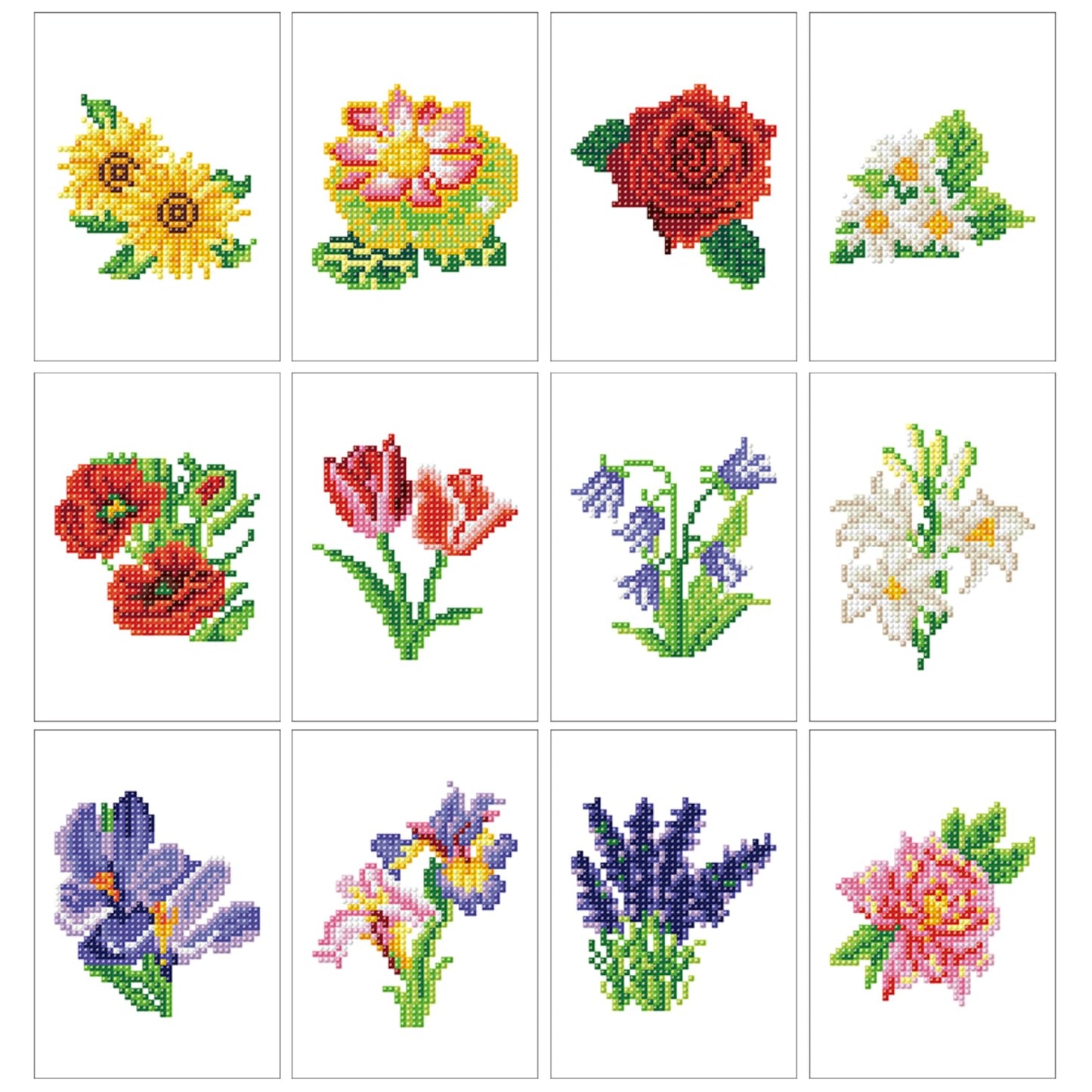 Haocy 12pcs Small Flower Diamond Art Kits for Adults,Mini Flowers Diamond Painting Kits Quick Gem Art for Beginner,1-Hour Postcard-Style,Paint by Diamond Mosaic,Home Wall Decor (flower-005)