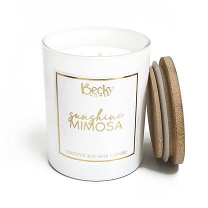 Sunshine Mimosa Candle | Orange Citrus Scented Candle | Natural Coconut Soy Candles | 8 Ounce Modern Luxury Home Decor Novelty Candle | Long Lasting Fragrance with 35 Hour Burn Time