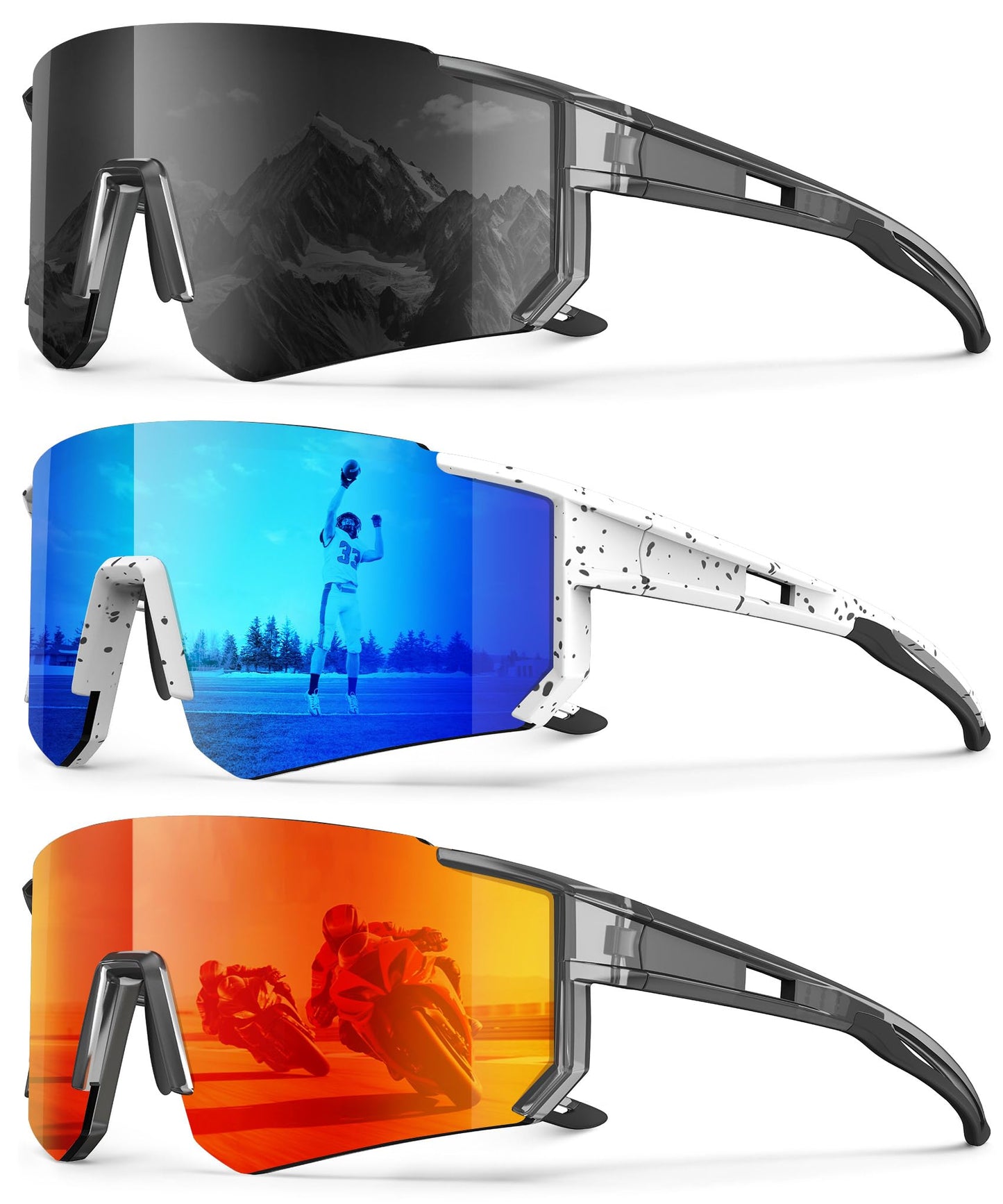 OUKEMAX Polarized Sport Sunglasses-Men-Women Running-Sunglasses: Cycling Sun Glasses UV Protection Driving Fishing 3packs