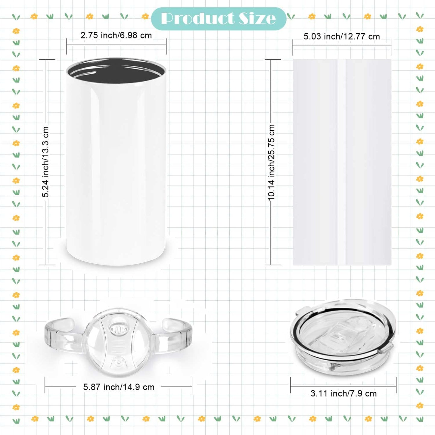 Wzaytia 12 Oz Sublimation Sippy Cup 6 Pack, Kids Sublimation Sippy Tumblers, Stainless Steel Todder Water Bottle