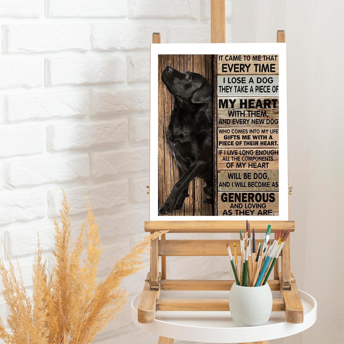 Black Labrador My Heart Diamond Painting Kit Dog DIY Diamond Painting Art Beginner Easy Diamonds Painting Gem Art for Home Wall Decor 12x16 Inch