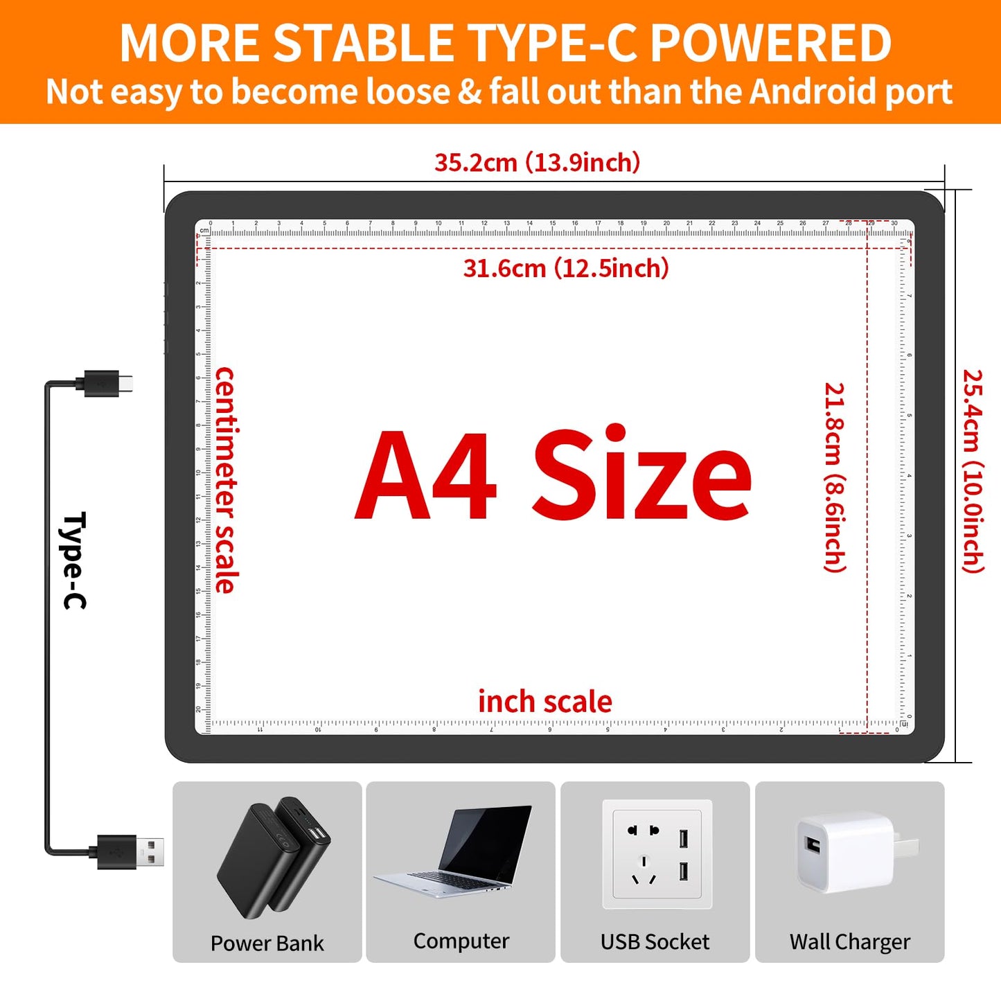 Elice Magnetic A4 Light Board for Diamond Painting, Ultra-Thin Tracing LED Light Box with Side Buttons, Super Bright Diamond Art Light Pad, Light Table for Drawing, Sketching, Weeding Vinyl - Black