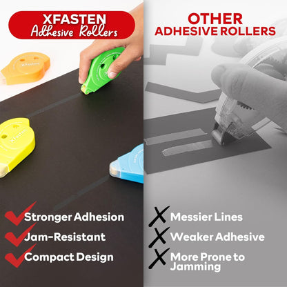 XFasten Glue Tape for Scrapbooking, 6mm x 59ft (2X Longer Than Average Rollers), 4-Pack, Scrapbook Tape Paper Safe Double Sided Tape Roller, Adhesive Tape Runner for Scrapbooking Supplies