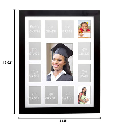 Kate & Milo School Days Frame, Holds 13 Photos K-12, Multi Photo Frames Collage for Graduation Party Decorations