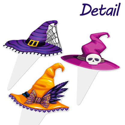 Witch Hat Cupcake Topper Halloween Horror Theme Decorations 48PCS Halloween Witch Hat Cupcake Picks Decor for Boys Girls Birthday Baby Shower Party Supplies