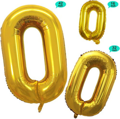 GOER Gold Foil Balloons - 42 Inch Number 0 for Milestone Birthday & Anniversary Celebrations