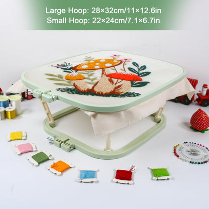 Guofa 2-Layer Embroidery Frame Stand – Adjustable Trapezoid Hoop Holder for Cross Stitch, Needlework, Quilting, Punch Needle & Sewing Crafts – Durable Plastic Hoops for Table or Lap
