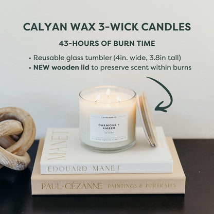 Calyan Wax Co. Cedar & Tobacco 3 Wick Scented Candle - 43 Hour Burn - Luxury 3 Wick Soy Candles - Clean Soy Wax Candles - Long Lasting Large Glass Jar Candle for Home - 14.9oz