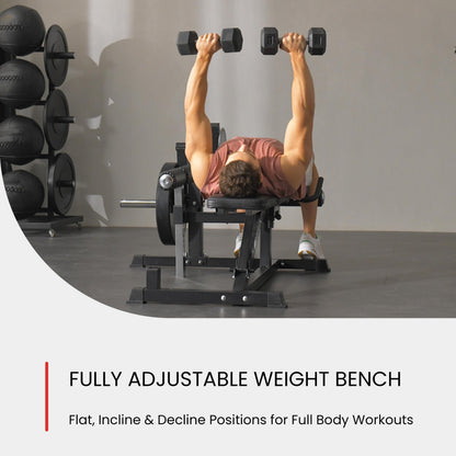 Finer Form GLX Adjustable Weight Bench with Leg Extension and Curl Machine, Total Body Bench for Home Gym, Great for Bench Press, Sit Ups, Preacher Curl, Hip Thrusts and Other Plate-Loaded Exercises