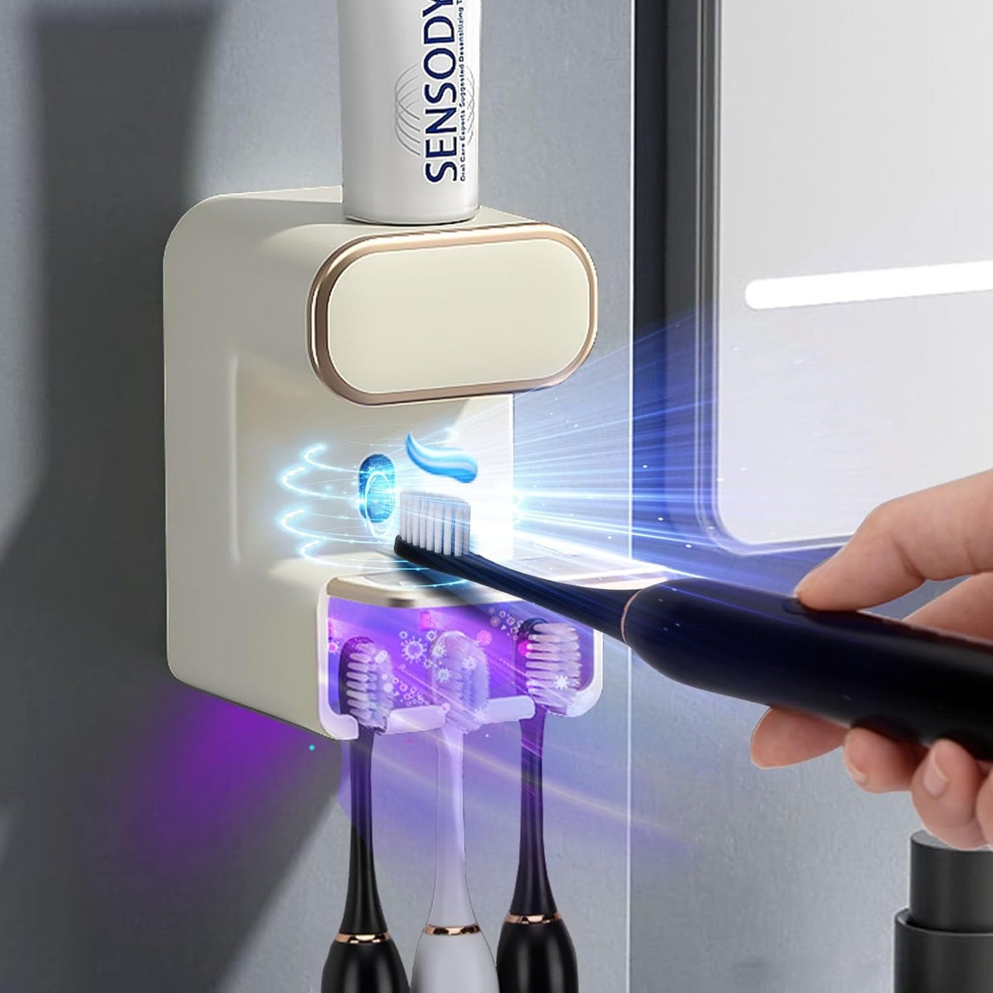 3 Automatic Toothpaste Dispenser,Smart Toothpaste Dispenser Wall Mounted with Toothpaste Slots,Electric Toothbrush