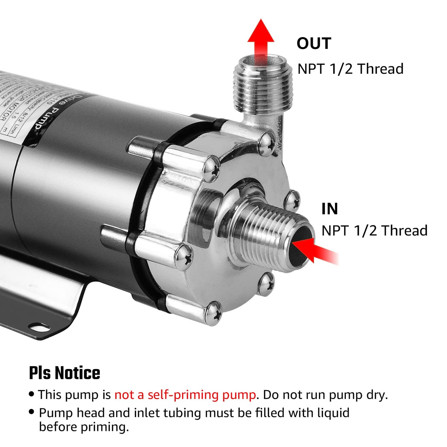 Hilangsan Wort Pump High Temp Brewing Pump Food Grade Pump Stainless Steel Head brew Pump Homebrew pump Magnetic Drive Pump Wort Transfer Pump with Inline Switch Mini Valve Quick Disconnects(gray)
