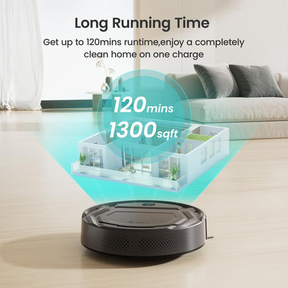 Lefant M210P Robot Vacuum Cleaner, Super Thin, Powerful Suction, Quiet, Self-Charging, Ideal for Pet Owners, Cleans Hard Floors to Medium-Pile Carpets, 120 Mins Runtime, APP/WiFi/Alexa Control, Gray