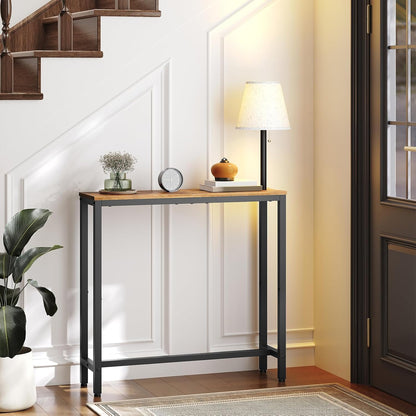 29.5" CT75DBR YATINEY Narrow Console Table, Behind Couch Table, Small Entryway Table with Light, Thin Sofa Table