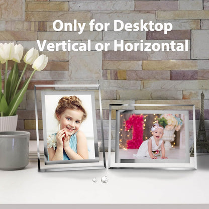HIKWADERY 5x7 Picture Frames Silver - Set of 2, HD Real Glass 5 by 7 Photo Frame Mirrored Edge for Tabletop Display, Wedding Birthday Mothers Day Gifts (5 x 7, Silver)