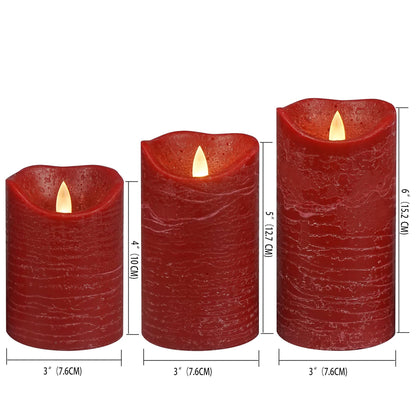 Real Wax Battery Operated Flameless Pillar Candle with Remote and Cycling Timer Realistic Flickering Electric Tall LED Light for Wedding Dinner Party Christmas Centerpiece Fireplace Decor 3 Pack Brown