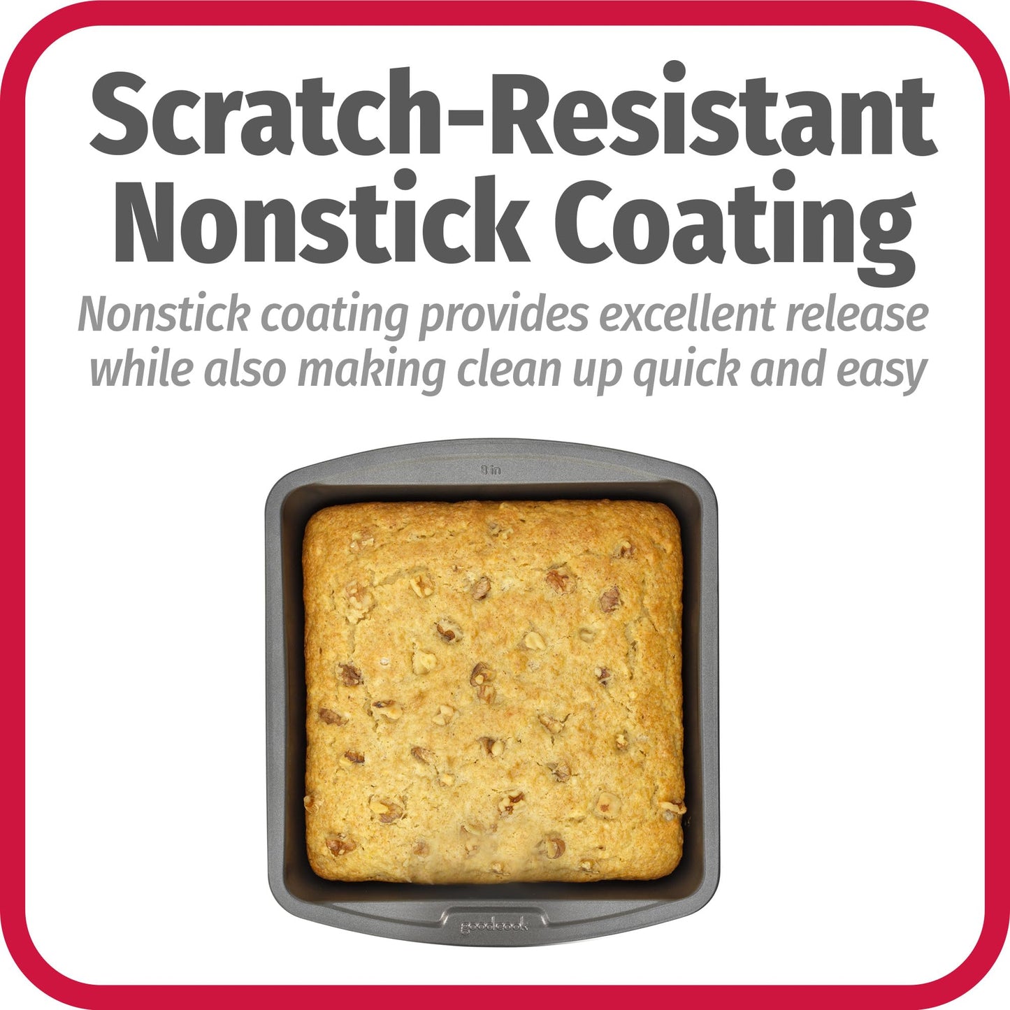 GoodCook Everyday Nonstick Steel Square Pan, 8", Gray
