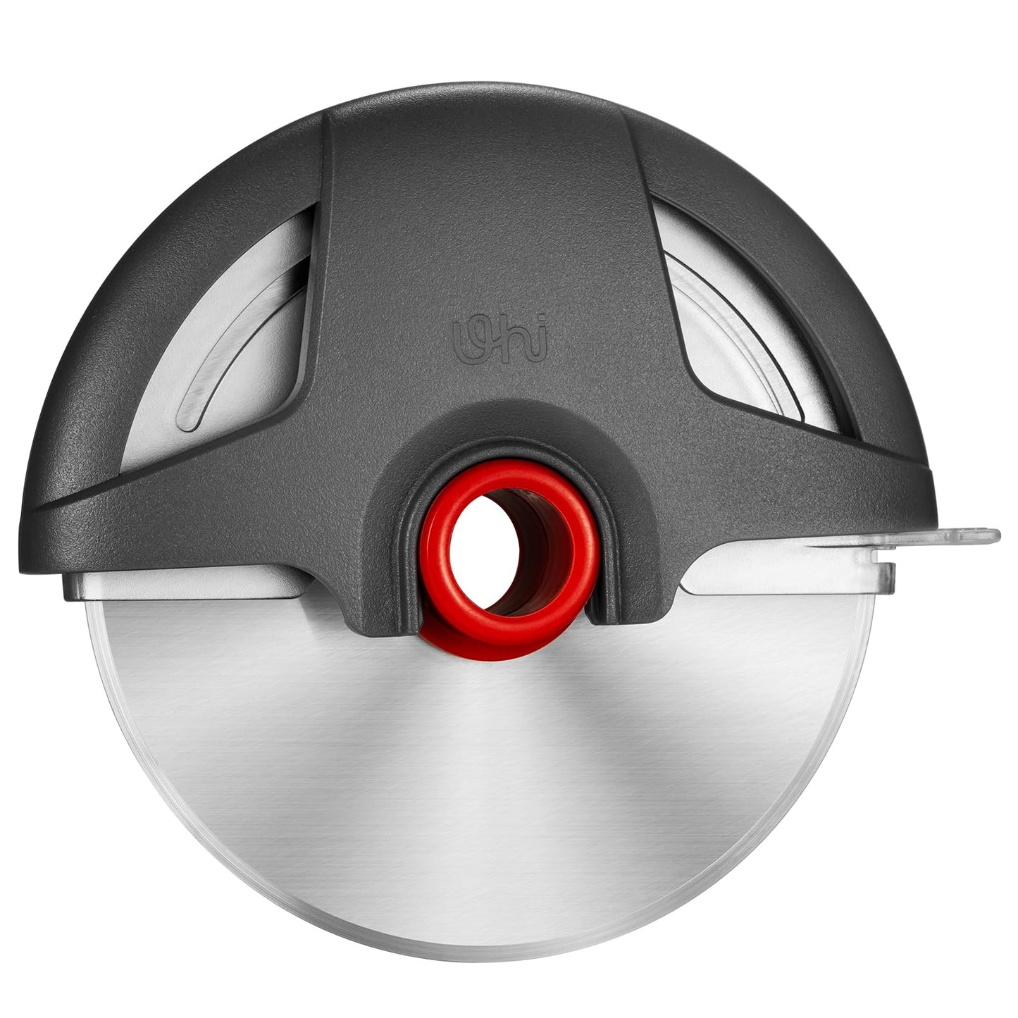 UHIYEE Palm-Grip Pizza Cutter Wheel with Protective Blade Guard, 4.3" Detachable Stainless Steel Pizza Slicer for Deep Dish Crusts, Easy Cleaning, Gray