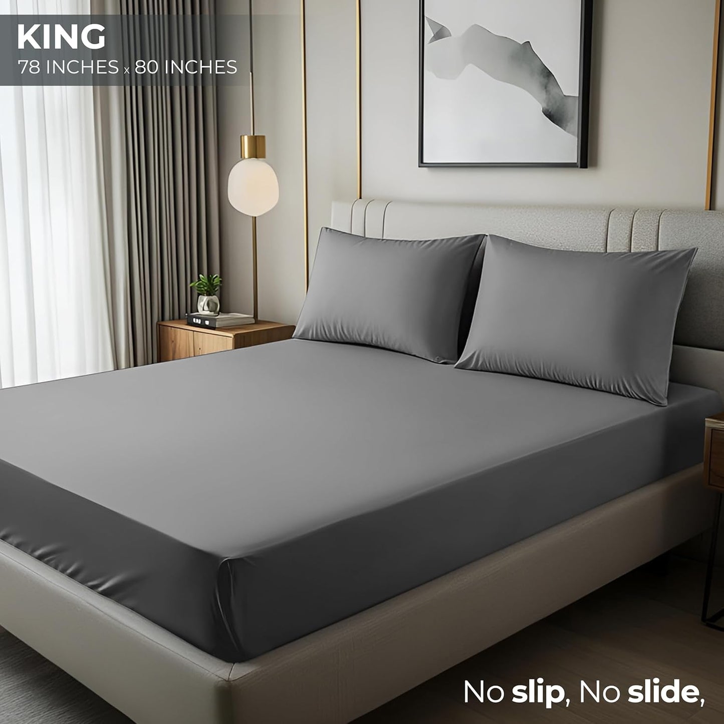 '-1 Utopia Bedding King Fitted Sheet - Bottom Sheet - Deep Pocket - Polyester - Shrinkage and Fade Resistant - Easy Care