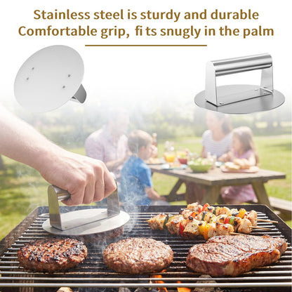 LemonRoad Smash Burger Press Kit 7pcs Non-Stick Aluminum Hamburger Press with Stainless Steel Egg Rings Griddle BBQ Tools for Burgers & Eggs