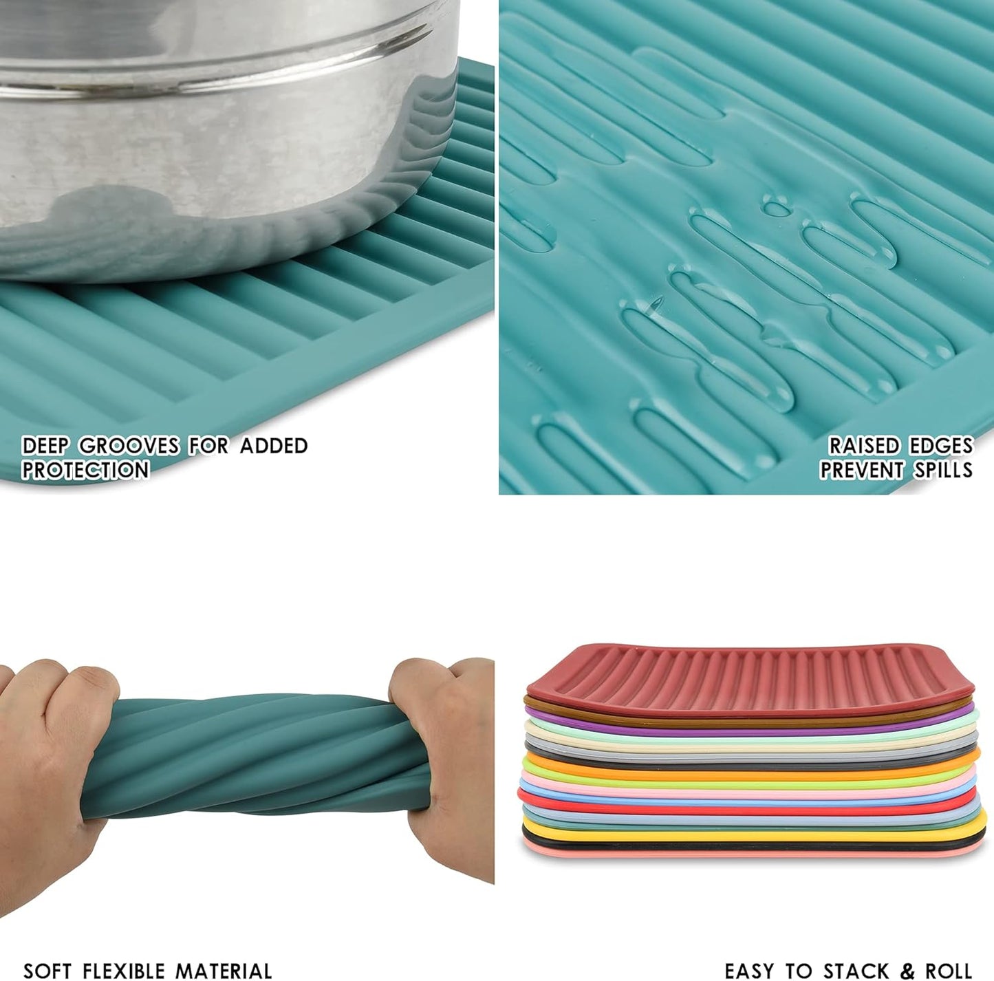 Smithcraft Silicone Trivets Mats for Hot Dishes, Hot Pads for Countertops, Set of 2 Color Purple