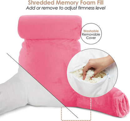 2 Nestl Reading Pillow with Shredded Memory Foam Includes Neck and Lumber Support Pillows, Designed for Sitting Up
