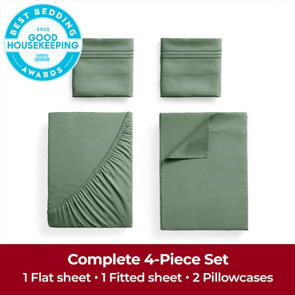 Mellanni Extra Deep Full Sheets - Hotel Luxury, Ultra Soft Cooling Bedding - Wrinkle & Stain Resistant (Full, Sage)